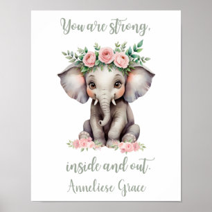 Affiche Personnalisé Baby Girl Safari Nursery Elephant mig