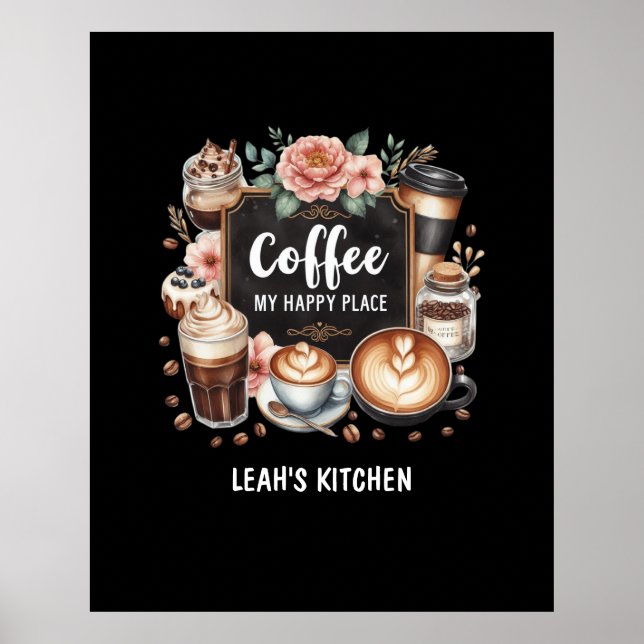 Affiche ☕ Personnalisé Café Cuisine Café Café Café Joyeux  (Devant)