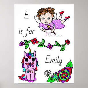 Affiche Personnalisé cette jolie fée violette et licorne
