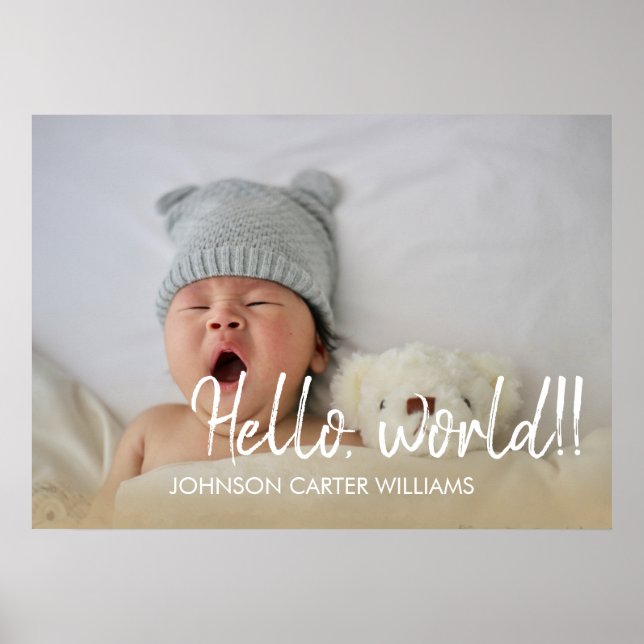Affiche Personnalisé Hello World Script Baby Photo (Devant)
