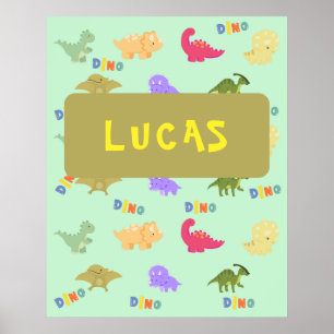 Affiche Personnalise le dino coloré