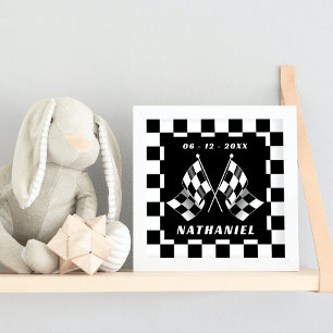 Affiche Personnalisé noir blanc À damiers drapeaux Carré M