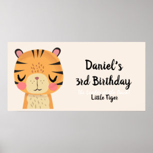 Affiche Personnalisé Nom & Anniversaire mignon Tigre Carto