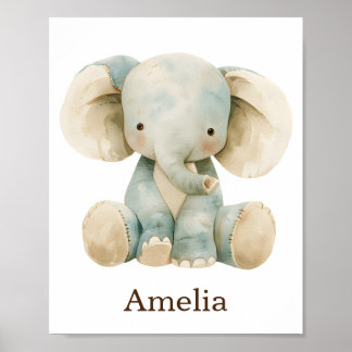 Affiche Personnalisé Nom Cute Nursery Décor Toy Animal Ele