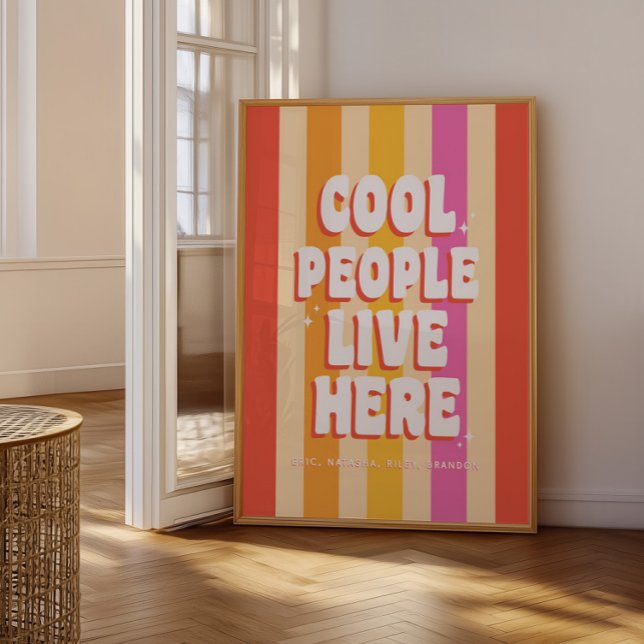 Affiche Personnalisé Retro tendance 'Cool People Live Here (Créateur téléchargé)