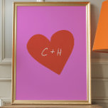 Affiche Personnalisé Rose Rouge Coeur Aimer Couples Initia<br><div class="desc">Célébrez votre amour avec cet objet Custom Initials Heart Wall Art, disponible en option téléchargeable ou imprimée. Doté d'un coeur rouge audacieux et d'un arrière - plan rose vif, ce morceau peut être personnalisé avec vos initiales pour une touche chaleureuse et unique. Parfait pour les anniversaires, la Saint-Valentin, ou simplement...</div>