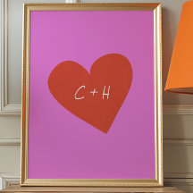 Personnalisé Rose Rouge Coeur Aimer Couples Initia