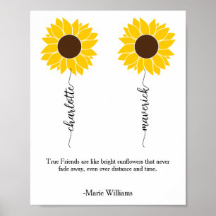 Affiche Personnalisé Sunflower Friend Meilleur Ami Cadeau