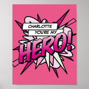 Affiche Personnalisé Vous êtes mon HERO Comic Book Pop Art
