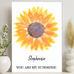 Affiche Personnalisé Vous Êtes Mon Sunshine Sunflower<br><div class="desc">Cette affiche unique est décorée d'un tournesol jaune aquarelle et des mots "You Are My Sunshine". Facilement personnalisable avec un nom ou un monogramme. Pour modifier davantage, utilisez l'outil de conception pour modifier la police, la taille de police ou la couleur. Parce que nous créons notre oeuvre, vous ne trouverez...</div>