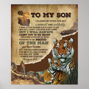 Affiche Personnalisée À Mon Fils Tigre Blanket, Lettre D'A