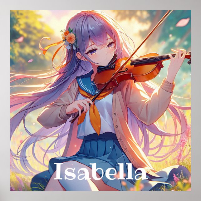 Affiche Personnalisée Anime Girl Jouer le violon (Devant)