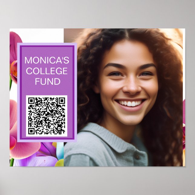 Affiche personnalisée avec code QR Orchidées (Devant)