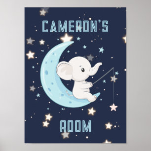 Affiche personnalisée Bébé Éléphant Pêche 4 Étoile