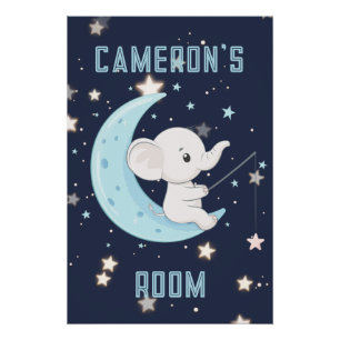Affiche personnalisée Bébé Éléphant Pêche 4 Étoile