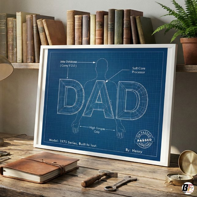 Affiche personnalisée "Blueprint Papa" - Drôle "Co (Créateur téléchargé)