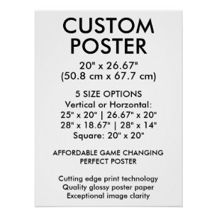 Affiche personnalisée brillante verticale 50,8 cm