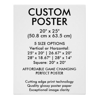 Affiche personnalisée brillante verticale 50,8 cm