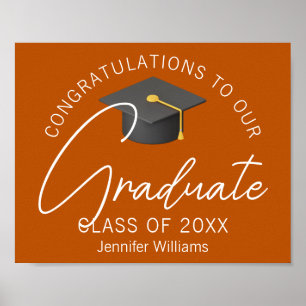 Affiche Personnalisée Burnt Orange 2025 Graduation Party