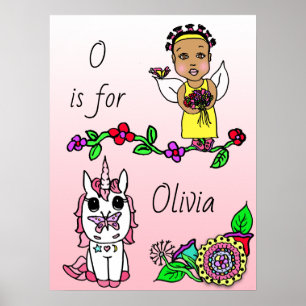 Affiche Personnalisée cette jolie fée rouge et licorne