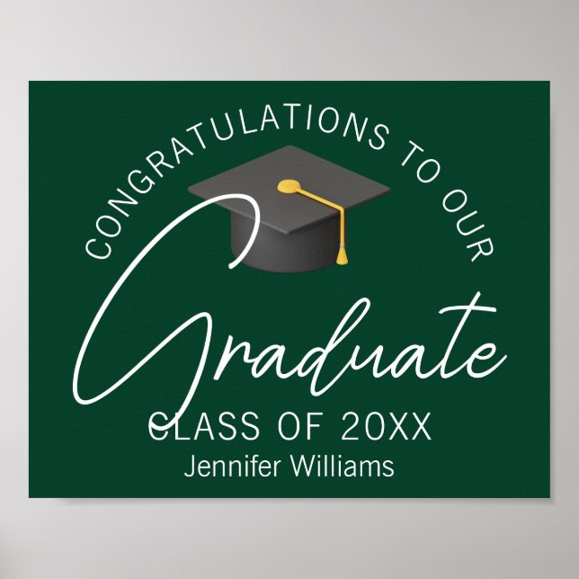 Affiche Personnalisée Dark Green 2025 Graduation Party (Devant)