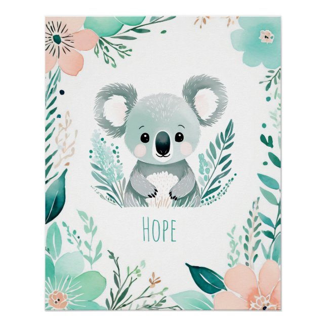 Affiche personnalisée de bébé bohème - Koala (Devant)