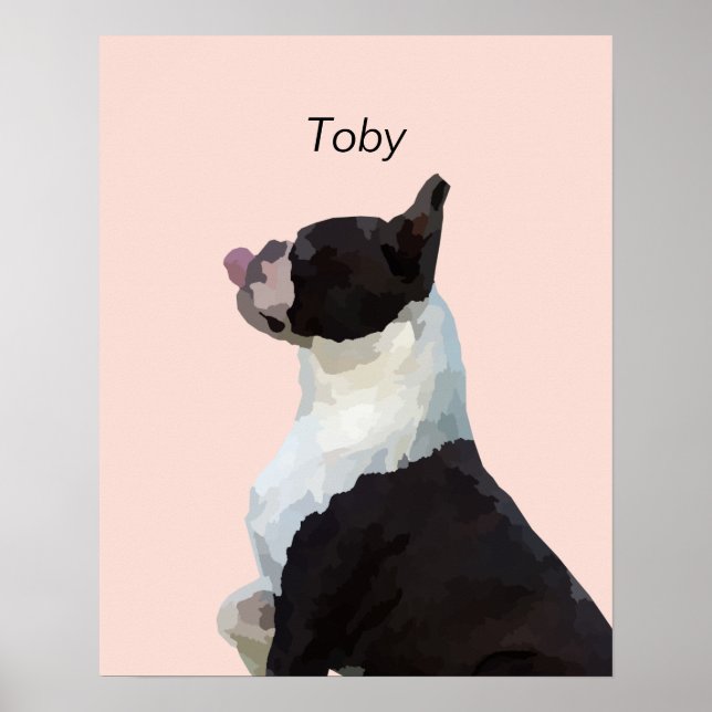 Affiche personnalisée de chien Boston Terrier à l' (Devant)