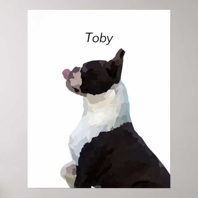 Affiche personnalisée de chien Boston Terrier à l' (Devant)