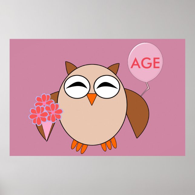 Affiche personnalisée de chouette pour anniversair (Devant)