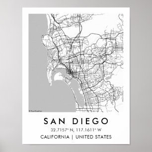 Affiche personnalisée de la ville de San Diego Cal