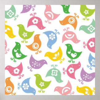 Affiche personnalisée de poussins arc-en-ciel rétr