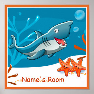 Affiche personnalisée de requin aquatique mignon p
