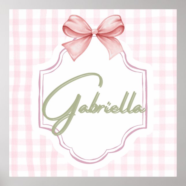 Affiche Personnalisée Gabriella bébé fille Nursery Bow (Devant)