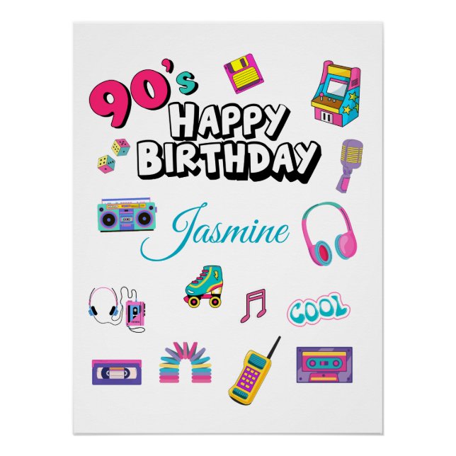 Affiche personnalisée Joyeux Anniversaire sur le t (Devant)