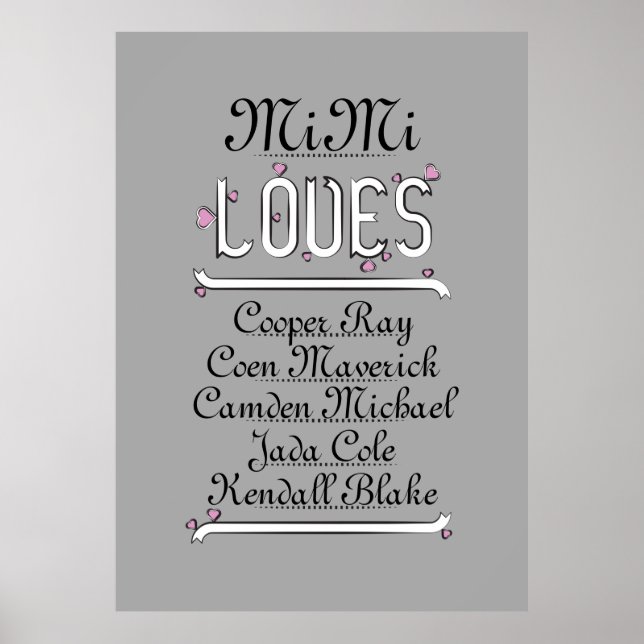 Affiche Personnalisée, Mimi aime ses grands (Devant)