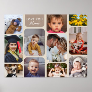 Affiche Personnaliser 11 Photos Taupe Amour Moderne Maman