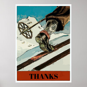 Affiche Personnaliser, ajouter du texte,Mountain Snow Ski