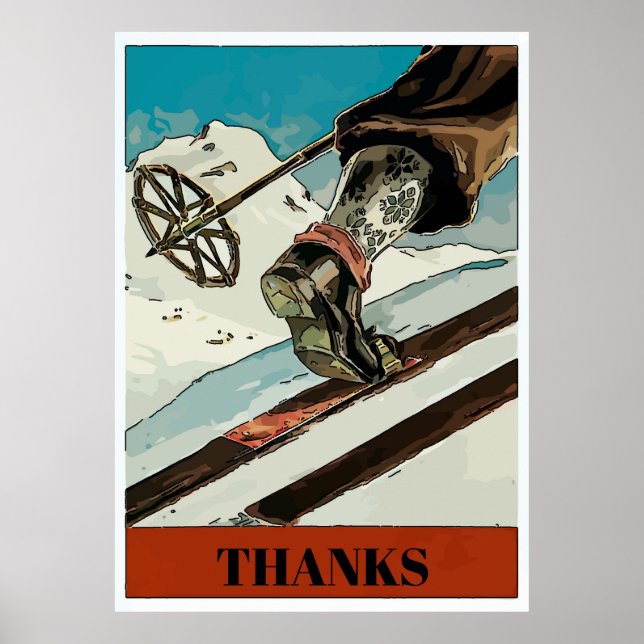 Affiche Personnaliser, ajouter du texte,Mountain Snow Ski (Devant)