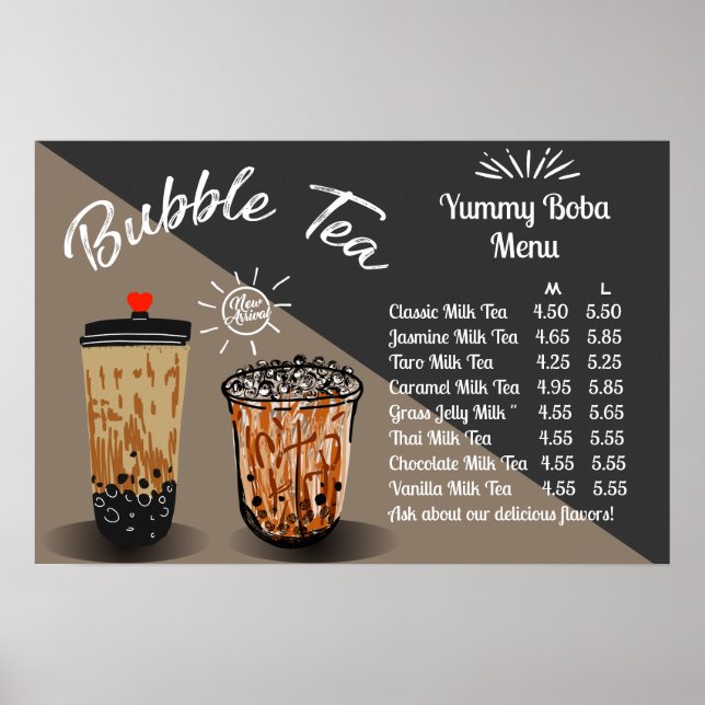 Affiche Personnaliser Bubble Tea Boba Donut Shop (Devant)