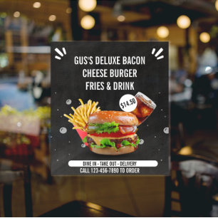 Affiche Personnaliser Burger Deluxe Frites Boisson Restaur