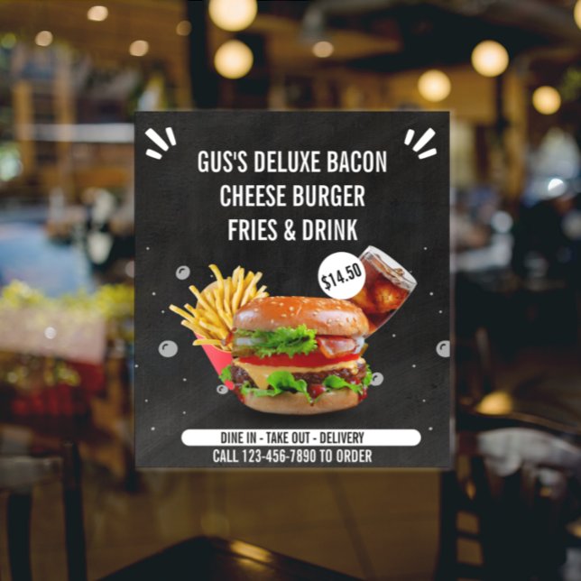 Affiche Personnaliser Burger Deluxe Frites Boisson Restaur (Créateur téléchargé)