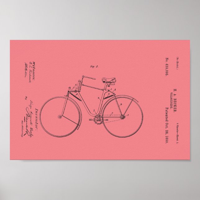 Affiche personnaliser d'impression de 1890 Vintage Brevet  (Devant)