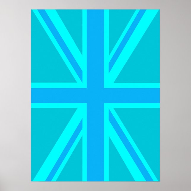 Affiche Personnaliser Drapeau Union Jack Turquoise (Devant)