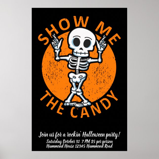 Affiche Personnaliser Halloween Me Montrer Candy Skeleton (Devant)