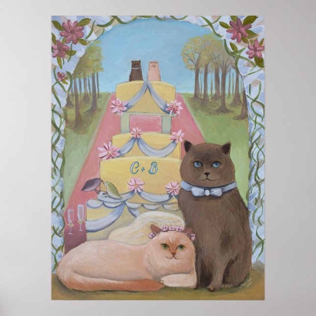 Affiche Personnaliser Initiales Mariage Mariée et Groom Ch (Devant)