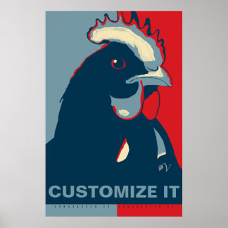 Affiche PERSONNALISER IT Rouge Blanc Bleu Pop Art Poulet P
