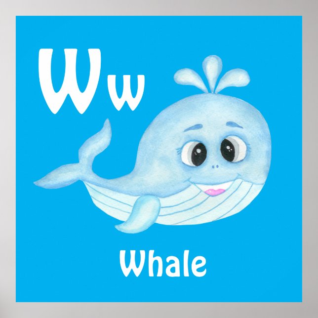 Affiche Personnaliser la baleine ABC : Lettre W - Ajouter  (Devant)