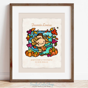 Affiche Personnaliser mignonne fille avec Citrouille Windy