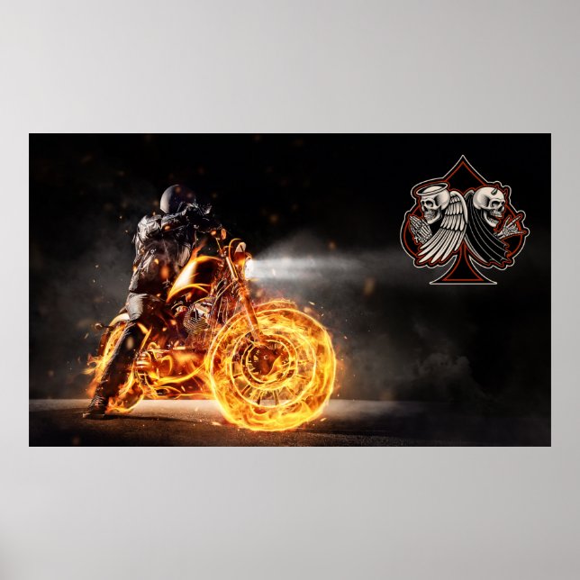 Affiche Personnaliser Motorcycle Biker Réparation Logo Mur (Devant)