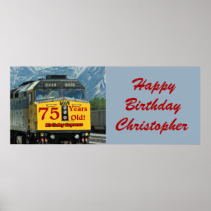 Affiche Personnaliser Nom 75e Anniversaire Moteur de train